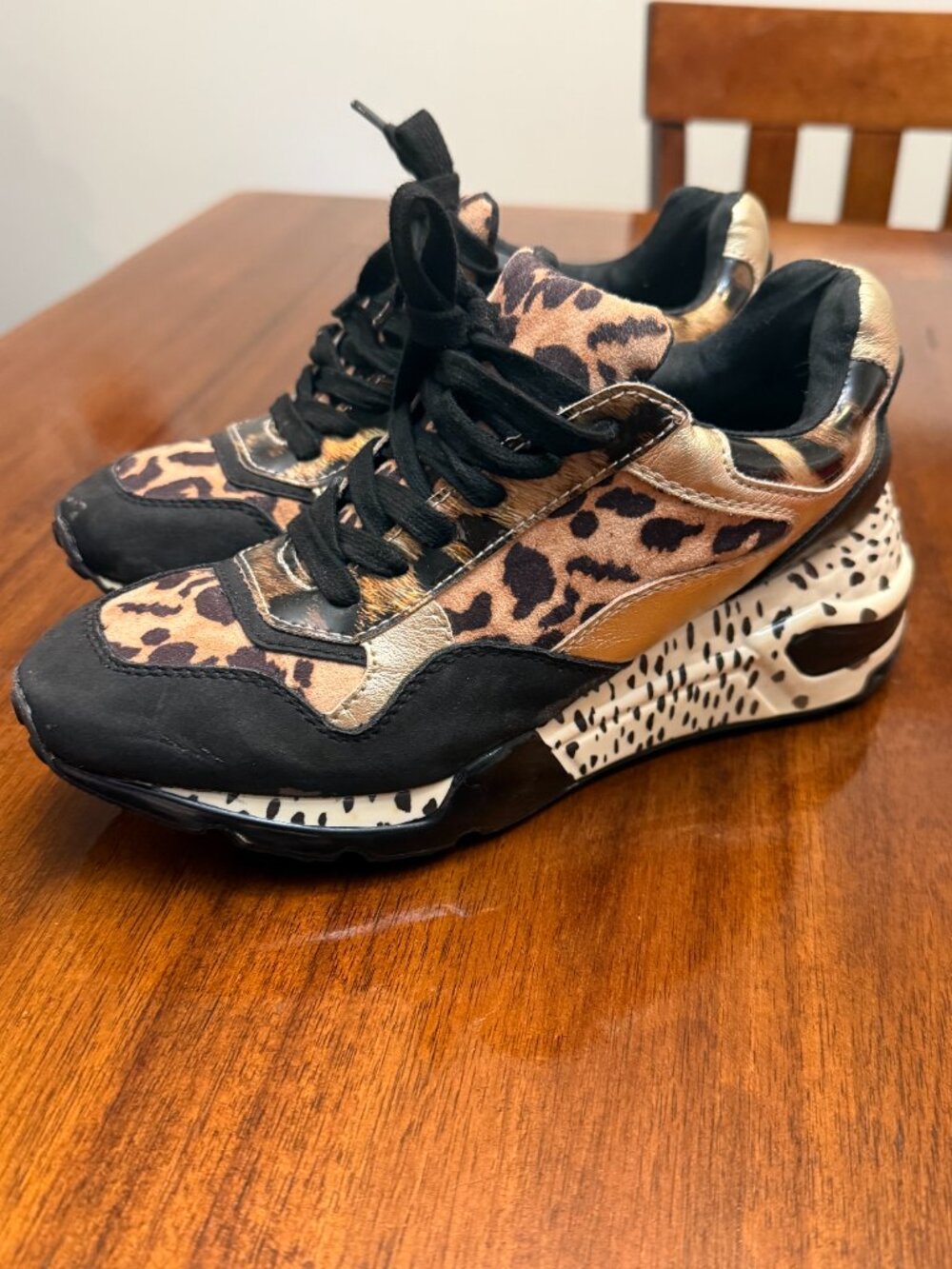 Steve Madden Leopard Gold Chunky Sneakers Womens 6.5Y2K Mob Wife Streetwear 4531 - Picture 9 of 10